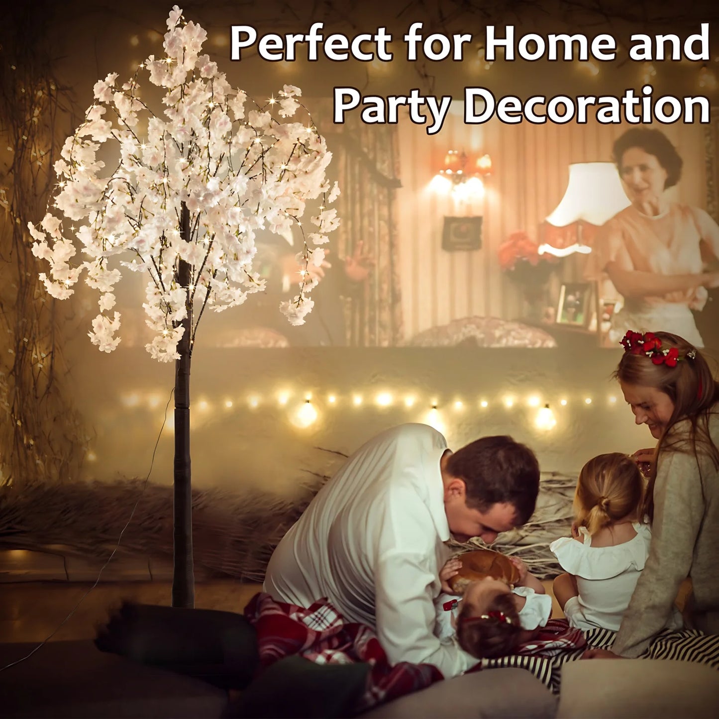 Cherry Blossom Tree, 450 LED Lights, 6ft Lighted Tree