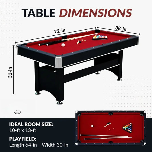 6 Ft Pool Table, with Ping Pong Multi Game Combo