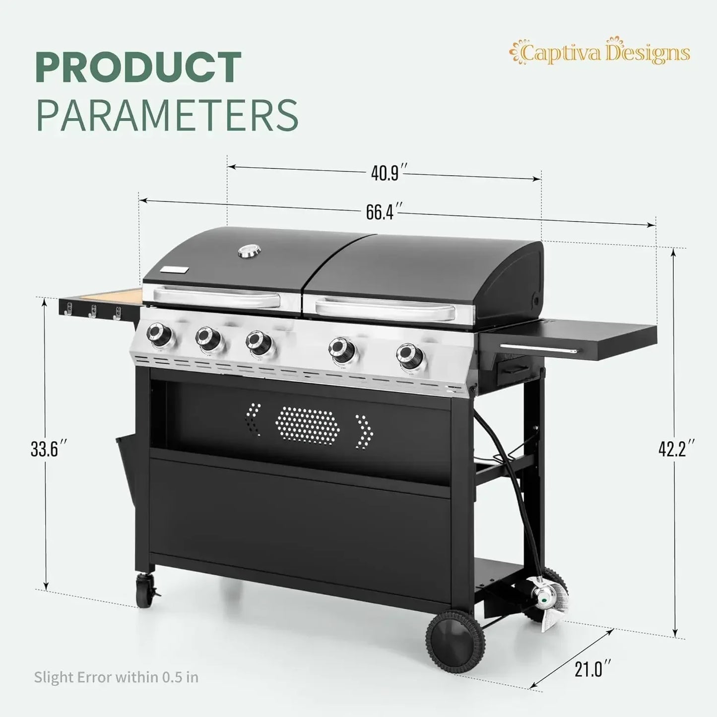 Propane Gas Griddle Grill, Dual BBQ Grill With Flat Top