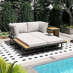 3 Piece Patio Furniture Set, Convertible Outdoor/Coffee Table