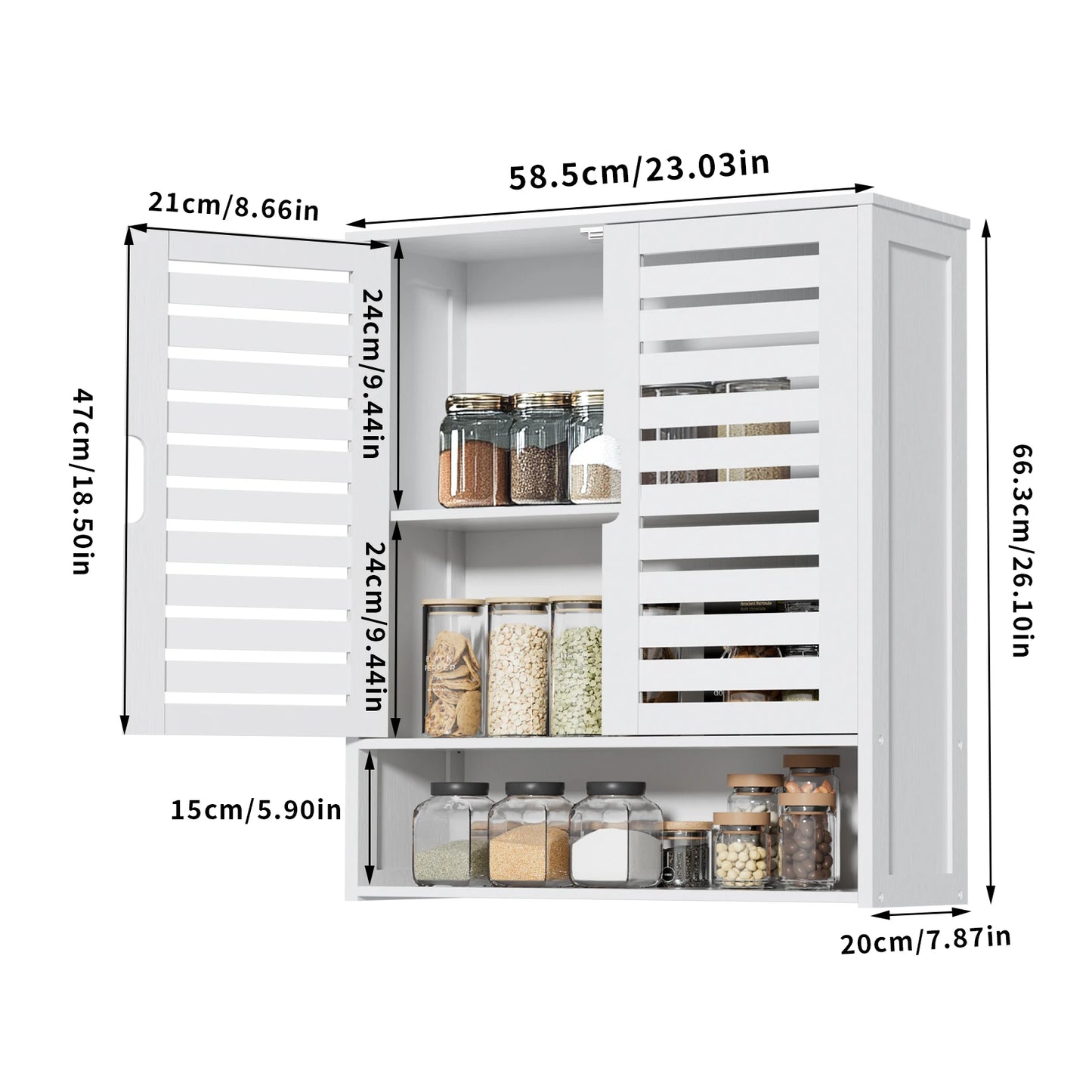 Natural Bamboo Cabinet, Wall Mounted, Storage, Organizer 3 Tier Shelf