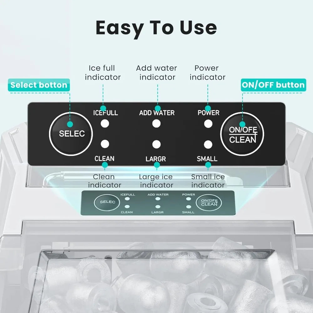 Ice Maker Machine, Auto-Cleaning with Basket and Scoop