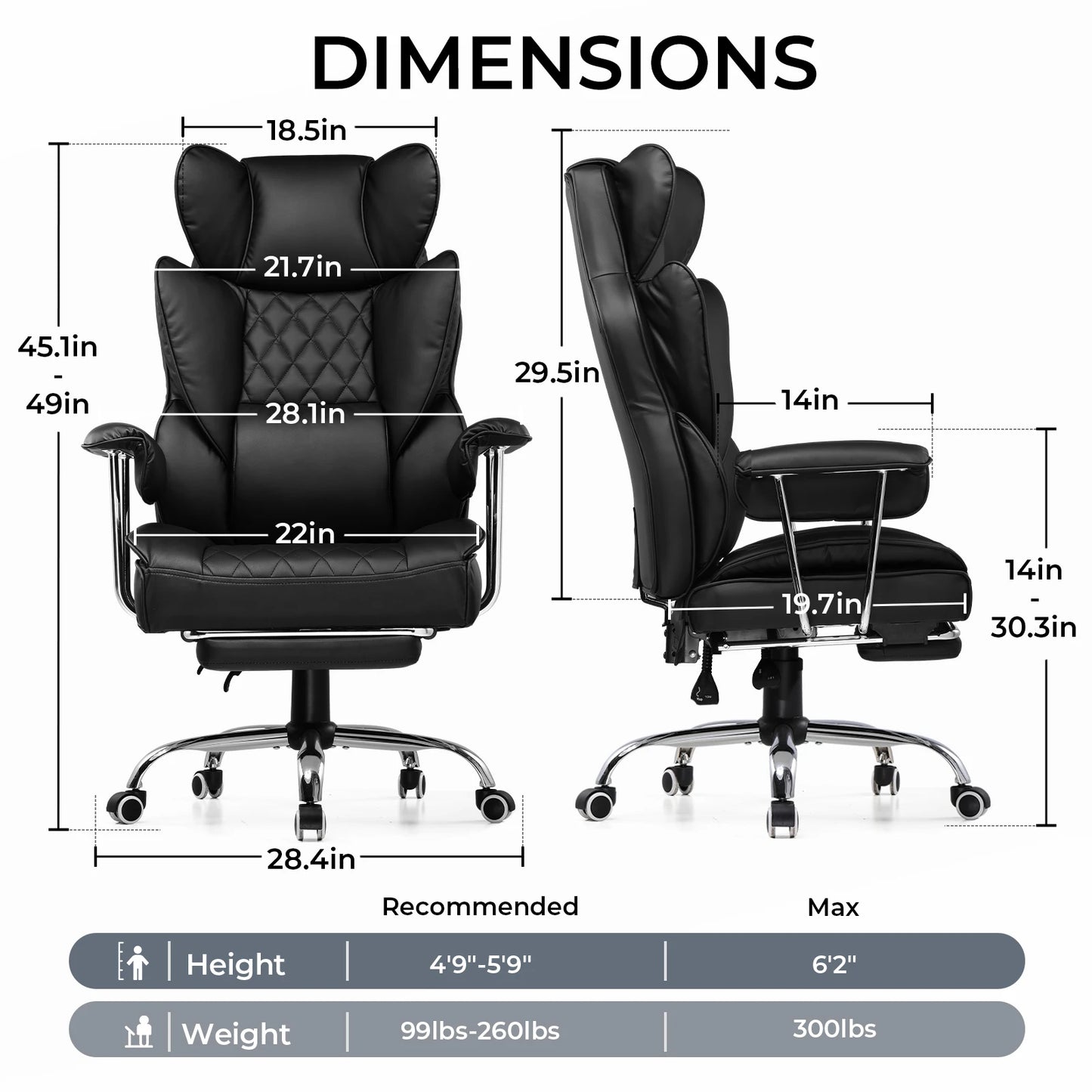Office/Gaming Chair, efficiency and comfort with Lumbar Support