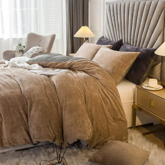 2/3pcs Velvet Shaggy Duvet Cover Set Ultra Soft Fluffy