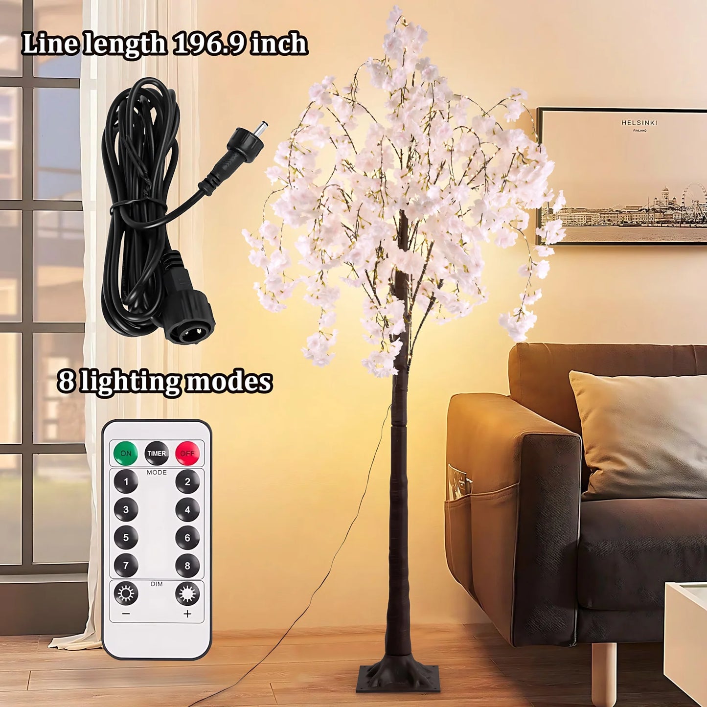 Cherry Blossom Tree, 450 LED Lights, 6ft Lighted Tree