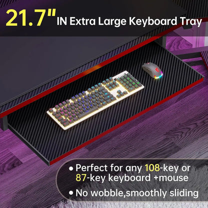 79" Computer/Gaming Desk, with Carbon Fiber Storage Shelf