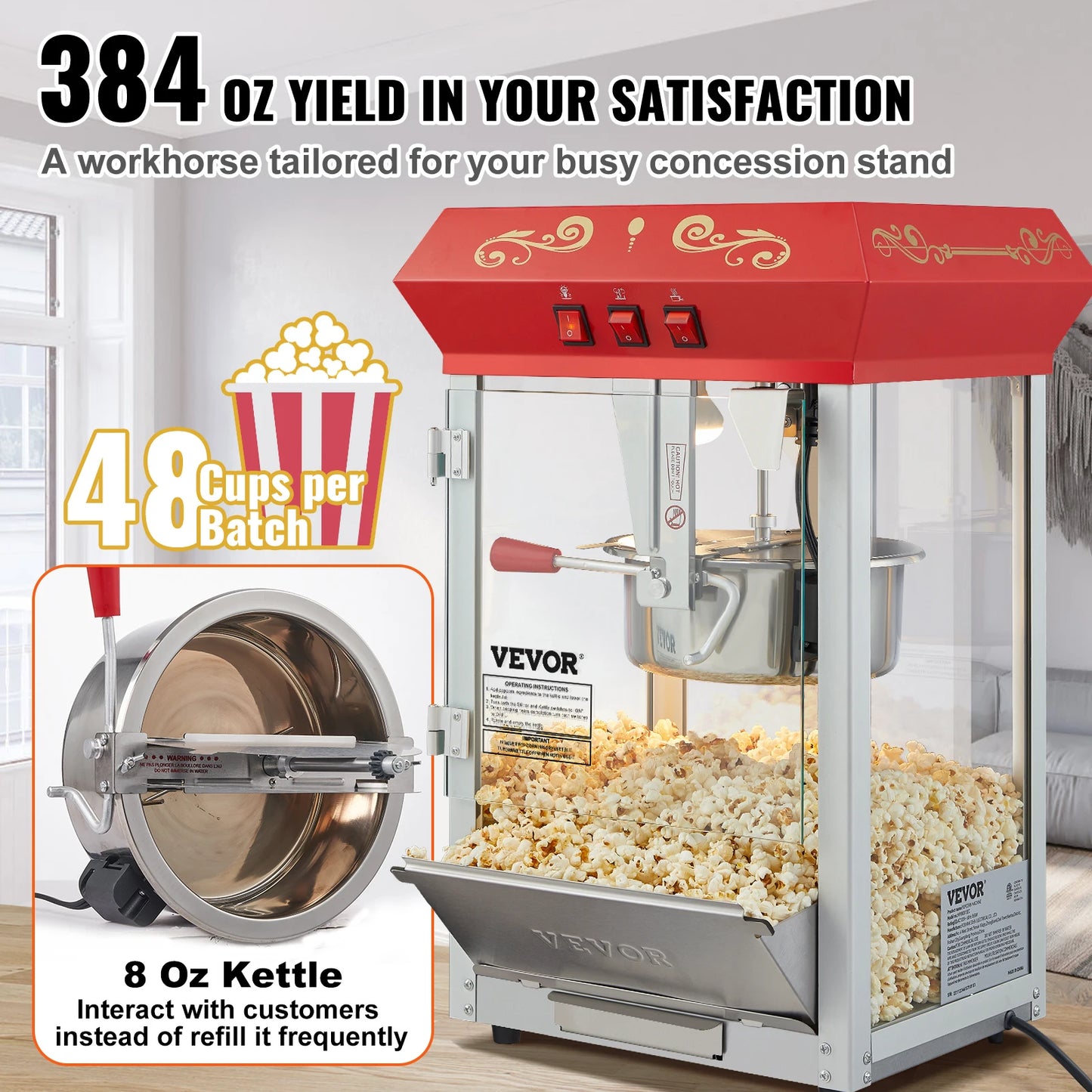 Electric Popcorn Maker Commercial Popper Machine Automatic
