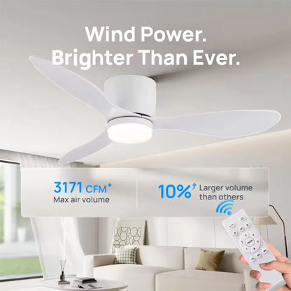 42/52 Inch Ceiling Fans Lights Led 3 Color 6 Speeds