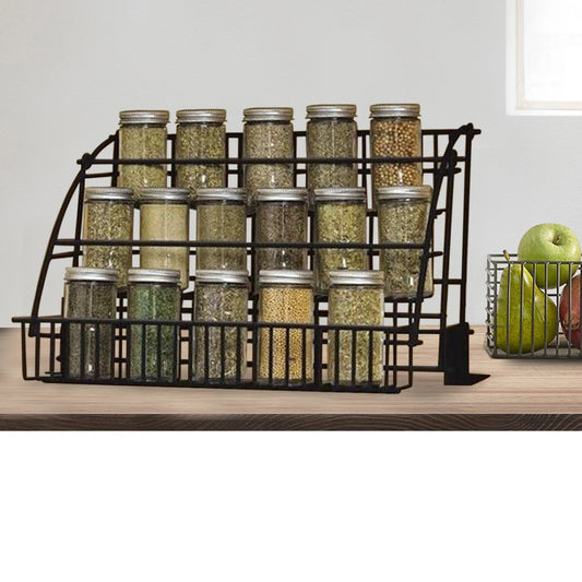 3 levels Black Spice Organizer Retractable Kitchen Storage