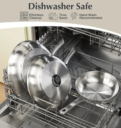 10 Piece Stainless Steel Pots and Pans Set, Oven Safe to 450°F