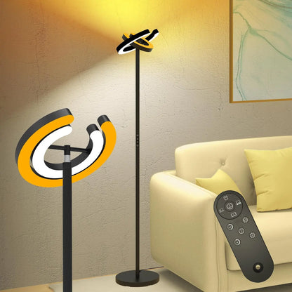 LED Floor Lamp, 2 Rotatable Lights, Remote/Touch Control