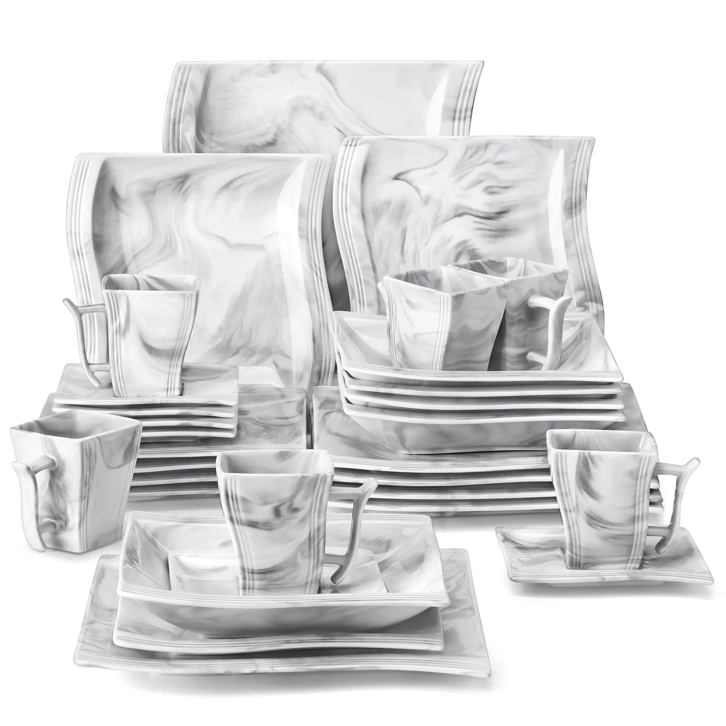 Marble Porcelain Dinnerware Set with 12*Dinner Plate