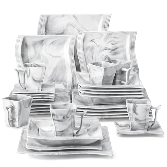 Marble Porcelain Dinnerware Set with 12*Dinner Plate