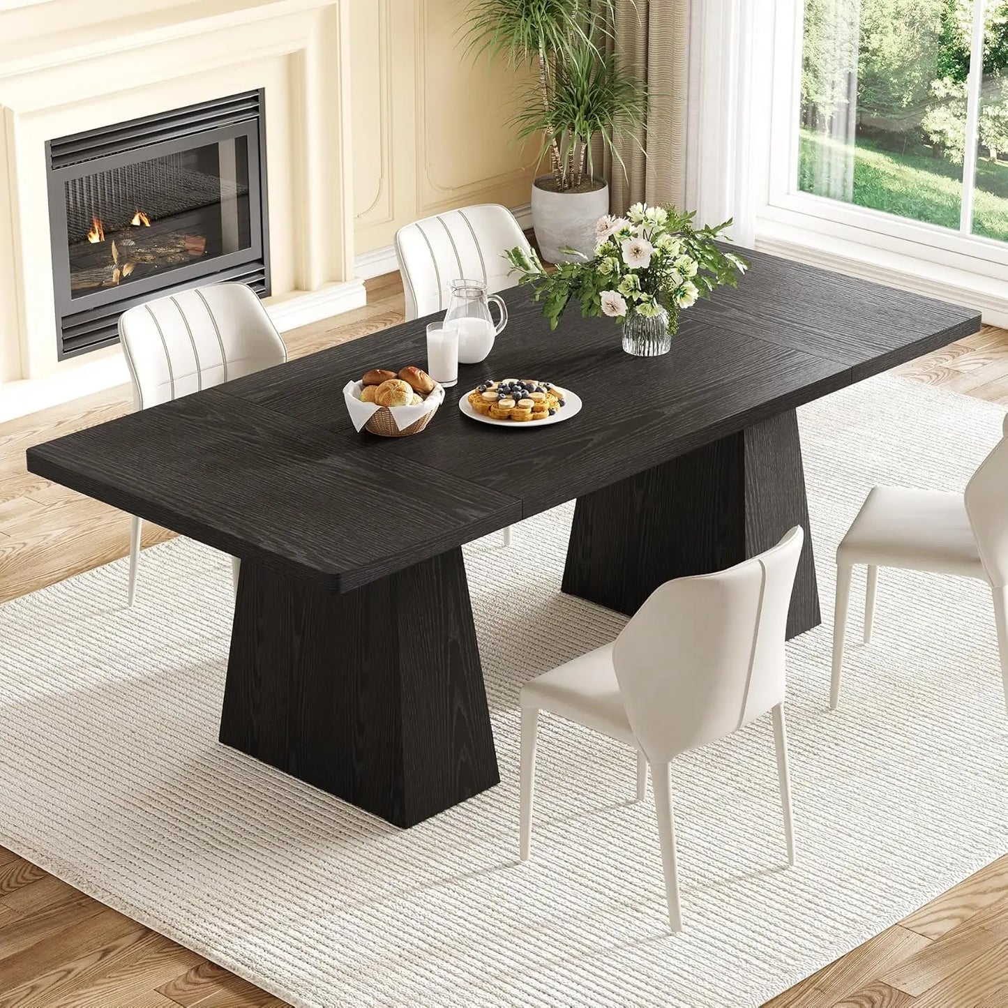 Dining Table for 6, Rectangle Table with Heavy Duty Legs