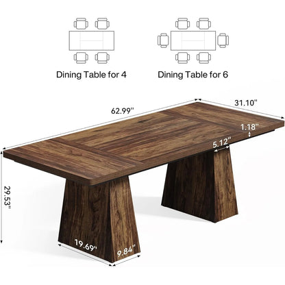 Dining Table for 6, Rectangle Table with Heavy Duty Legs