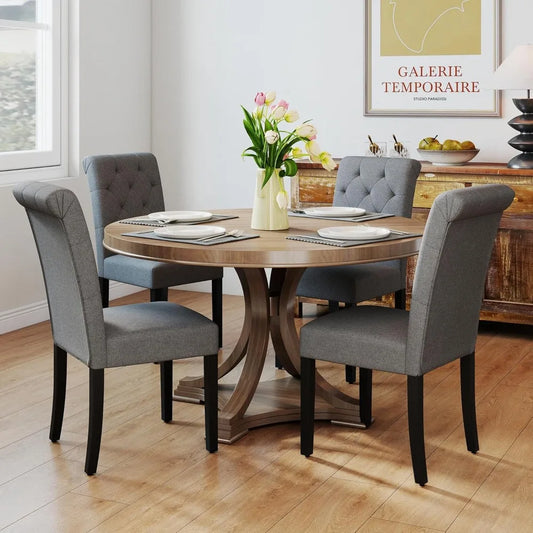 Dining Chairs Set of 4, Tufted Parsons, Solid Wood Legs