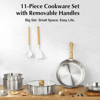 11 Piece Stainless Steel Cookware Set, Stainless Steel Pots and Pans