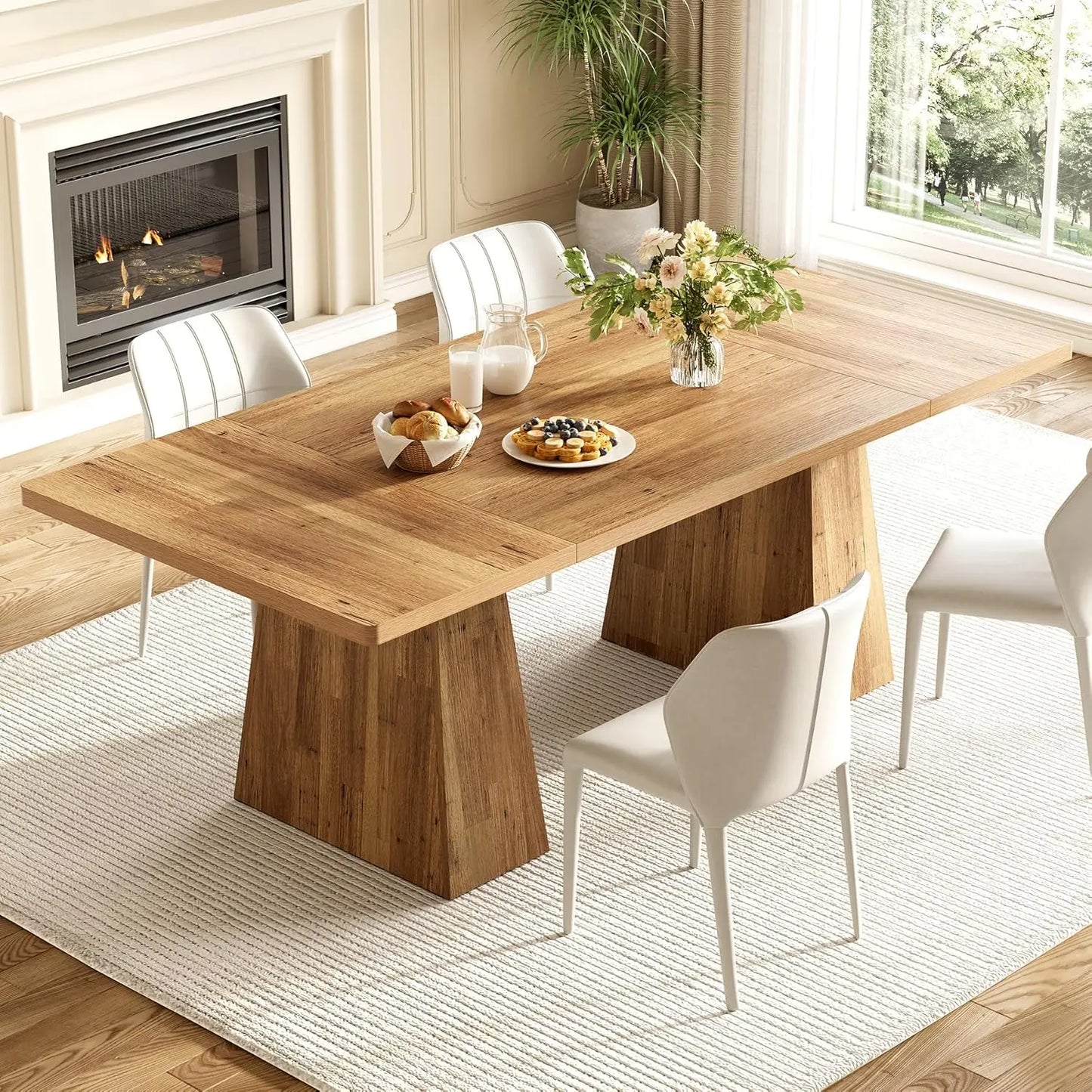Dining Table for 6, Rectangle Table with Heavy Duty Legs