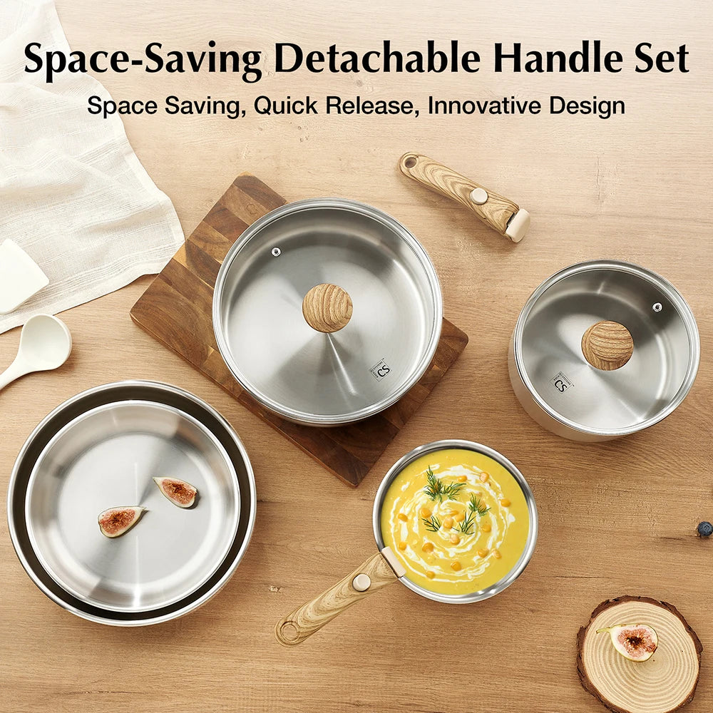 11 Piece Stainless Steel Cookware Set, Stainless Steel Pots and Pans