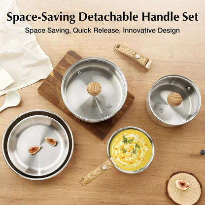 11 Piece Stainless Steel Cookware Set, Stainless Steel Pots and Pans