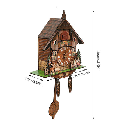 Cuckoo Clock, Wood Style Wall Mount,  Bell Swing Alarm