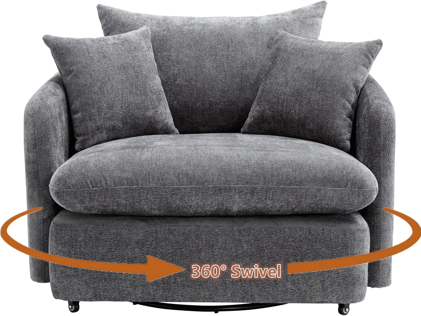 "37.8" Oversized Swivel Chair - Extra Wide Barrel Design Deep Seat