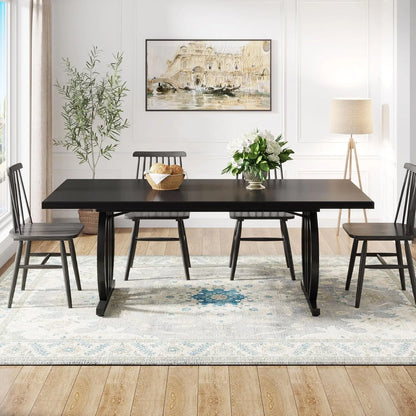 63" Dining Table for 4-6, Large Rectangular, Unique Modern