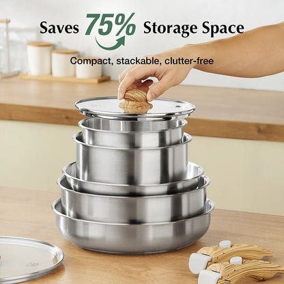 11 Piece Stainless Steel Cookware Set, Stainless Steel Pots and Pans