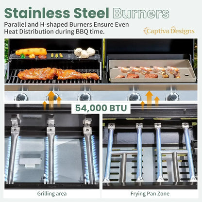 Propane Gas Griddle Grill, Dual BBQ Grill With Flat Top