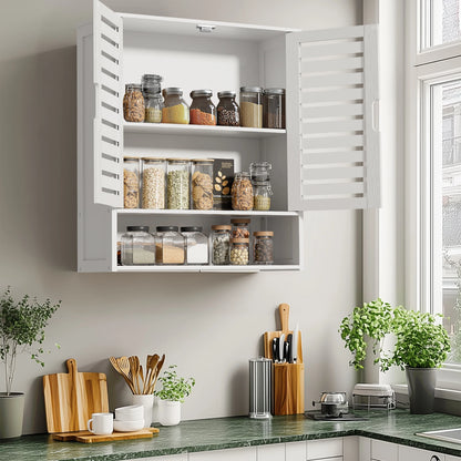 Natural Bamboo Cabinet, Wall Mounted, Storage, Organizer 3 Tier Shelf