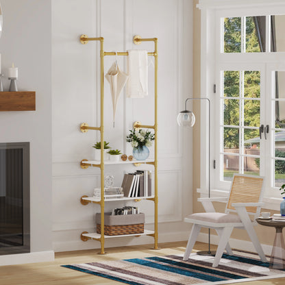 Clothing Rack Wood Garment Vintage Rack On Wall Gold