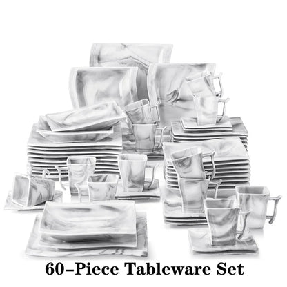 Marble Porcelain Dinnerware Set with 12*Dinner Plate