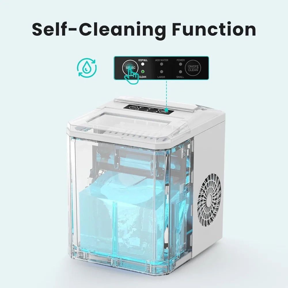 Ice Maker Machine, Auto-Cleaning with Basket and Scoop