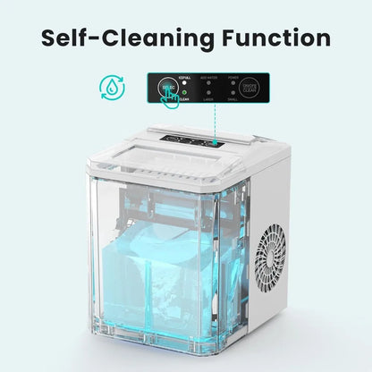 Ice Maker Machine, Auto-Cleaning with Basket and Scoop