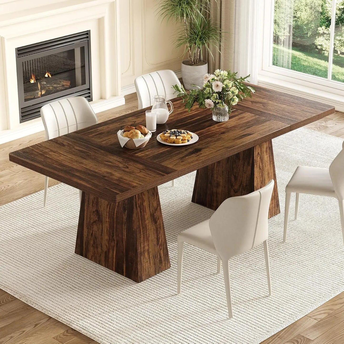 Dining Table for 6, Rectangle Table with Heavy Duty Legs