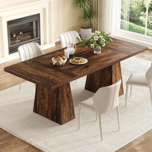Dining Table for 6, Rectangle Table with Heavy Duty Legs