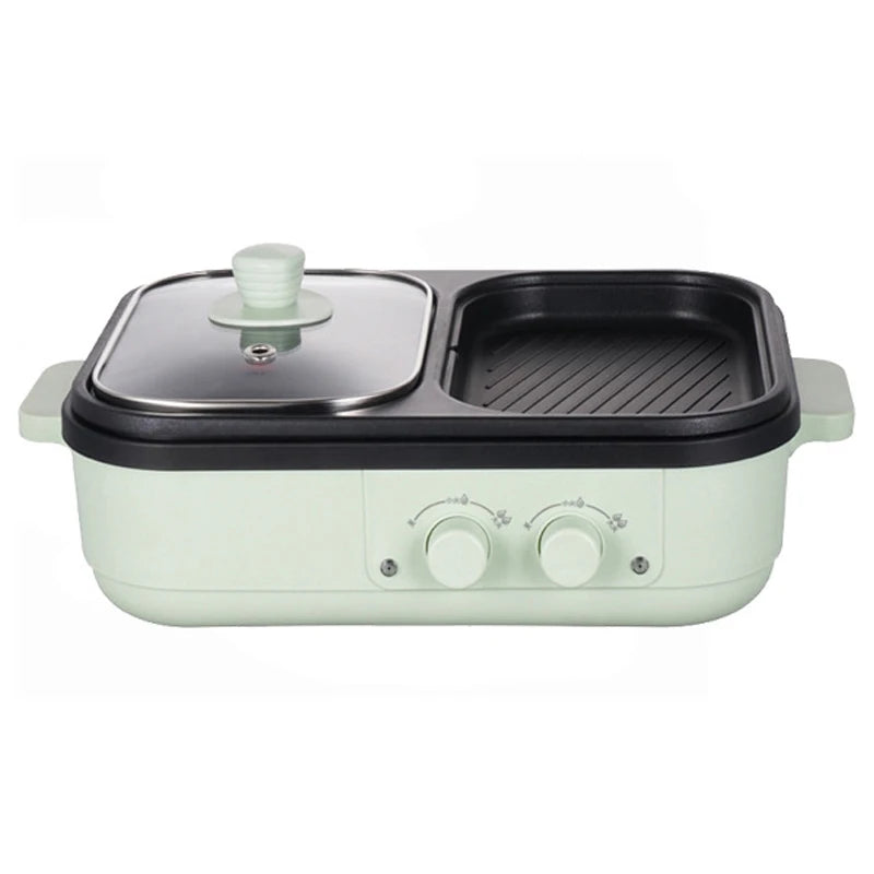 2 in 1 Electric Multi Cooker Shabu Pot, Griddle BBQ Grill Steaks