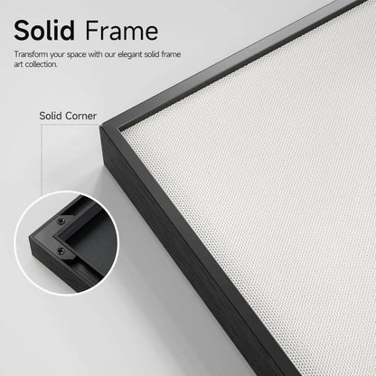 Large Framed Black and White Abstract Wall Art, 3 Piece Canvas