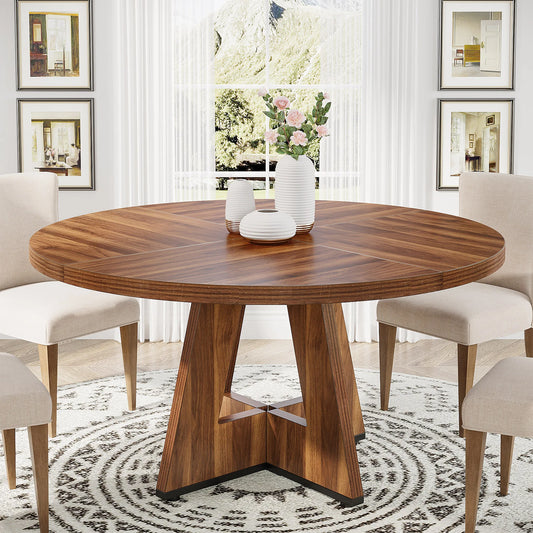 Round Wooden Dining Table for 4 persons