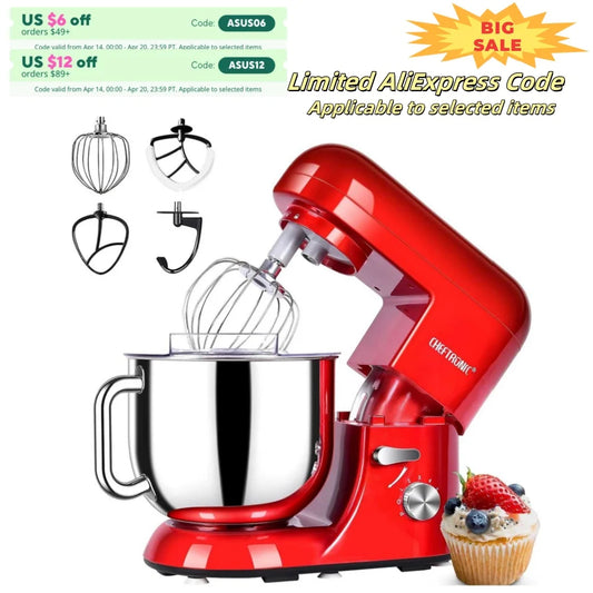 6 Speed Stand Mixer, 7 Quart, Stainless Steel Mixing Bowl