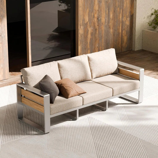 Outdoor Aluminum Patio Furniture - 1 Pcs 3-Seat, All-Weather Metal