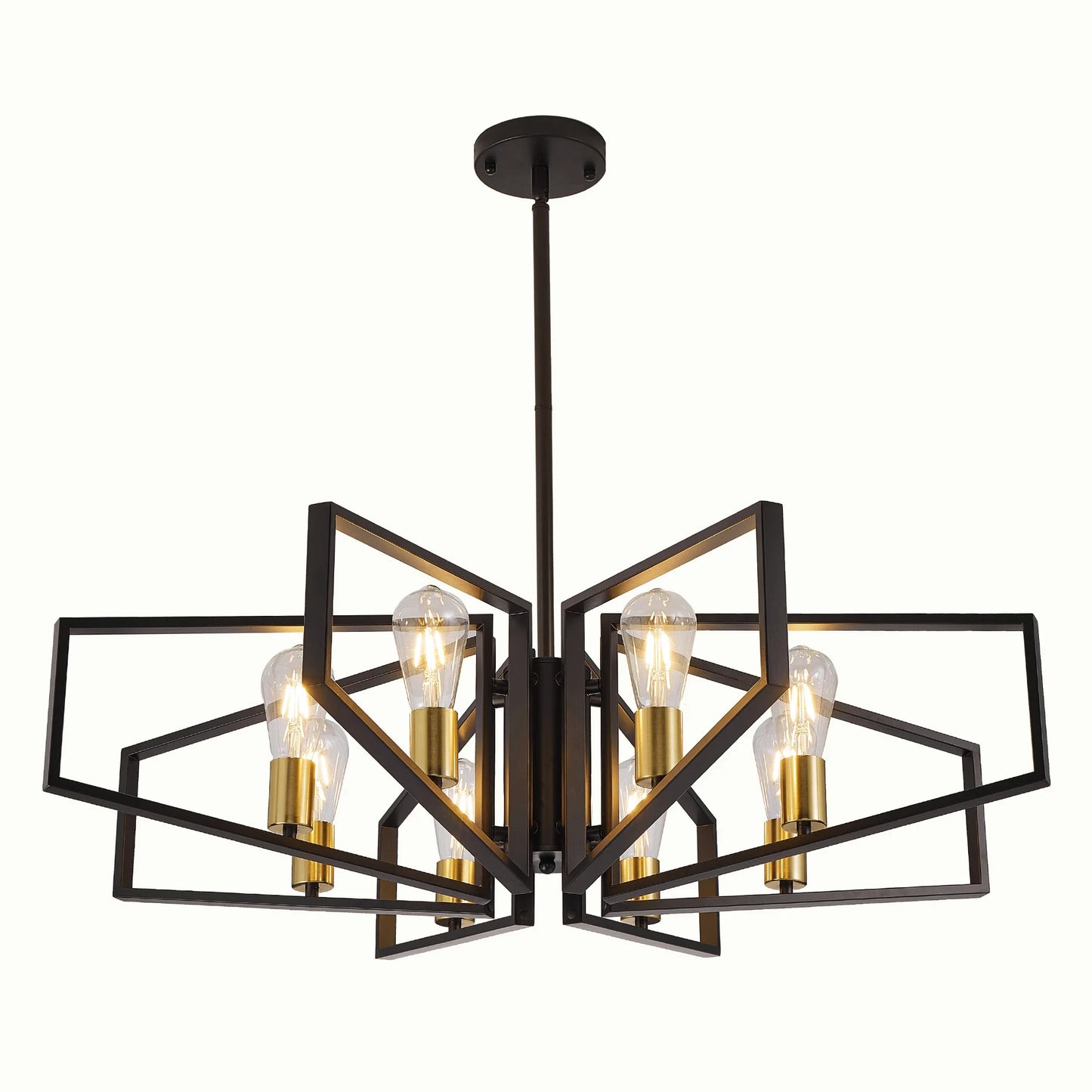 Modern 8-Light Chandelier Adjustable Height Metal/Black Frame