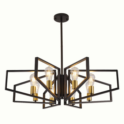 Modern 8-Light Chandelier Adjustable Height Metal/Black Frame