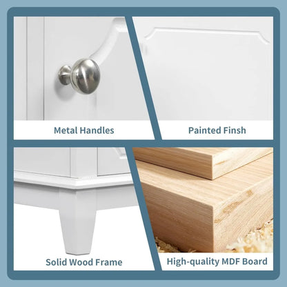 30 Inch Vanity Cabinet and Drawers with Sink, Solid Wood