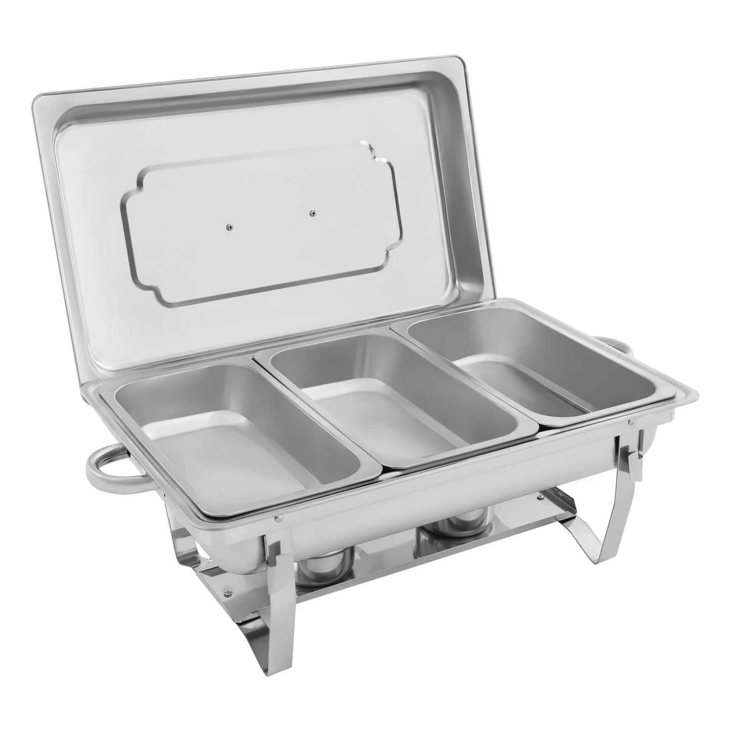 Catering Buffet Set 3 Grid Stainless Steel, Rectangular