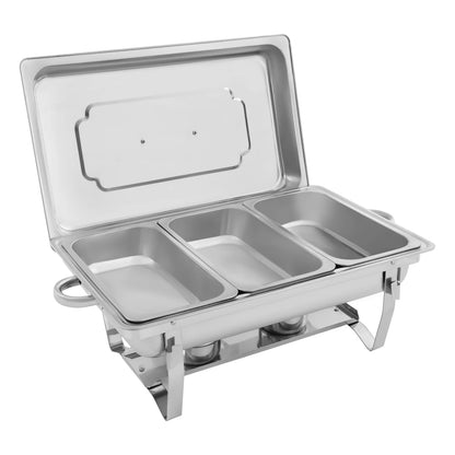 Catering Buffet Set 3 Grid Stainless Steel, Rectangular