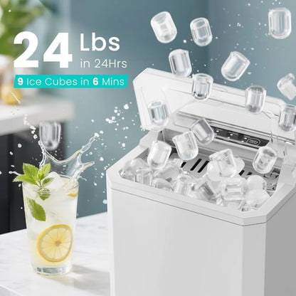 Ice Maker Machine, Auto-Cleaning with Basket and Scoop