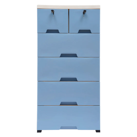 Blue Closet 6 Drawer Plastic Dresser Storage Tower Closet Organizer