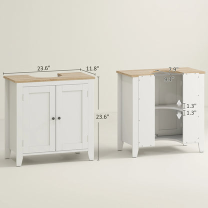 Vanity Cabinet and Pedestal Sink, Storage with adjustable shelf