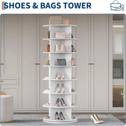 7 Tier Rotating Shoe Rack Tower, Organizer, 360° Revolving Vertical